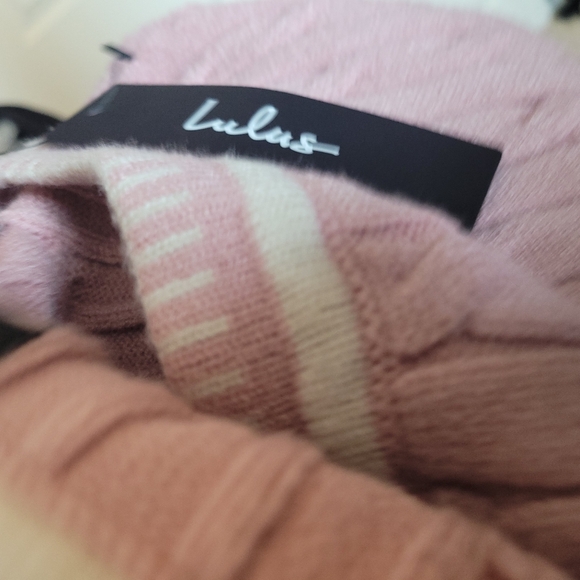 Lulu's Sweater Dress Bodycon Womens Cable Knit Large Pink Long Sleeve - Picture 7 of 9